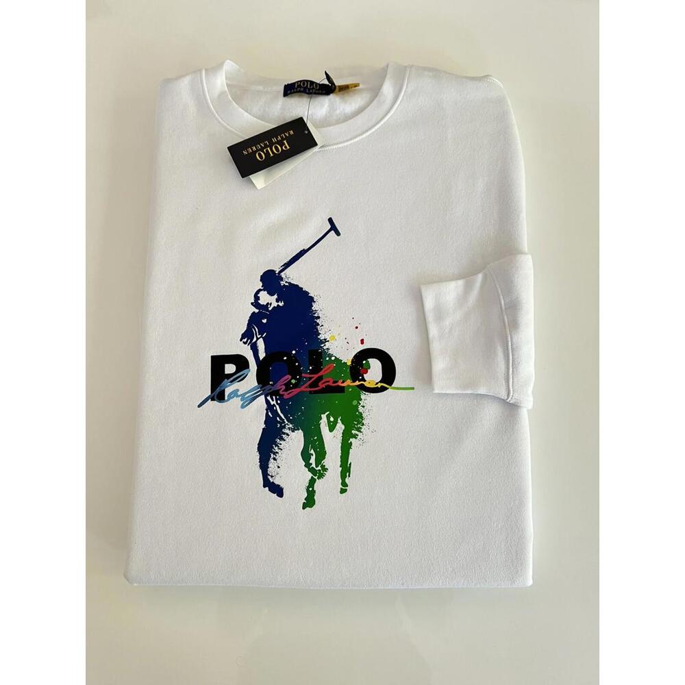 Polo Ralph Lauren Men White Paint Splatter Big Pony Sweatshirt Big & Tall 3XLT - Picture 2 of 3